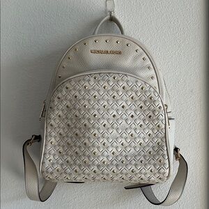 Michael Kors White Backpack with Quilted Design and Adjustable Straps